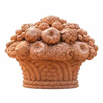 Fein ausgearbeiteter Obstkorb aus Impruneta-Terrakotta – dekoratives Kunstobjekt mit zeitloser Eleganz